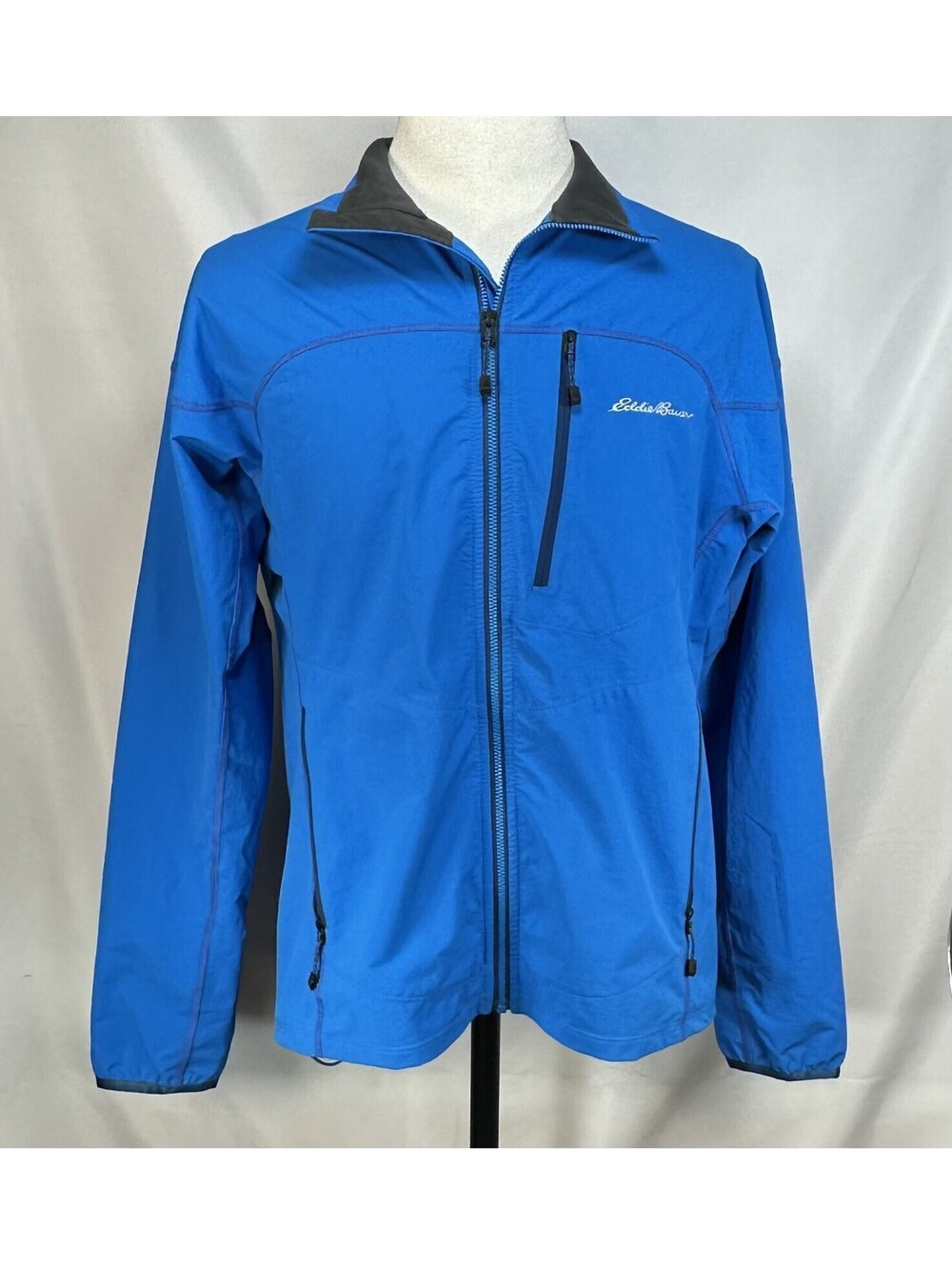 Eddie Bauer Full Zip Pockets Nylon Jacket Blue Mens M